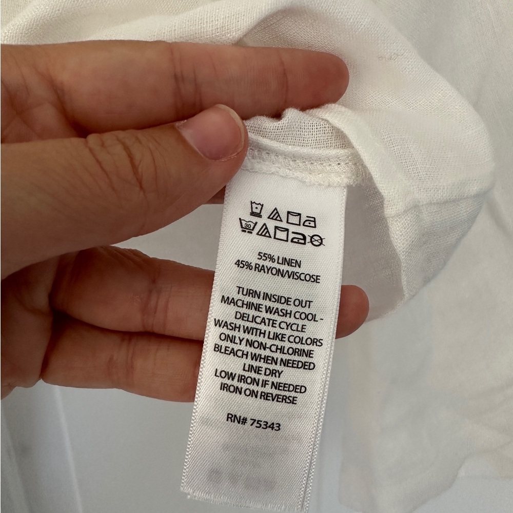 NWT Christian Siriano Tie Front White Linen Cover Up Shawl Shirt, One Size - Picture 7 of 7